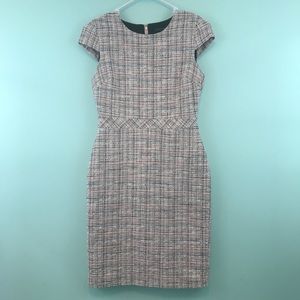 Banana Republic Pink Tweed Cap Sleeve Career Dress